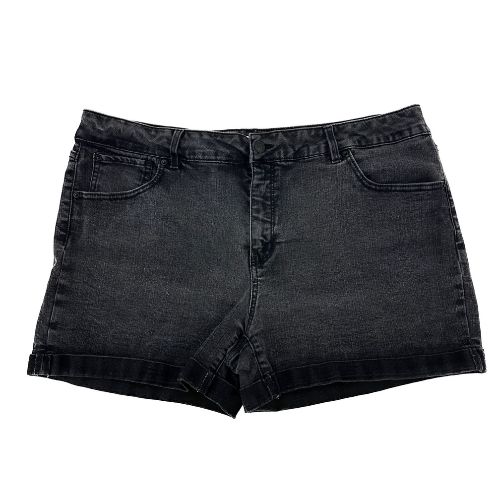 Time and Tru Cuffed 4" Inseam‎ Women's size 20 Black Denim Jean Shorts